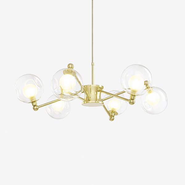 Lustre BRAID em Latão com 6 Soquetes G9 – Golden Art Iluminação T2802-6LT