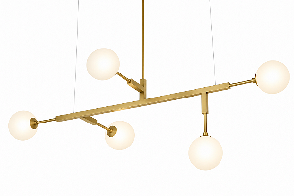(Latão - Especiais) Lustre CINQUE 100 Glass Golden Art T55100VLT Bolas de Vidro 5 x E27 –