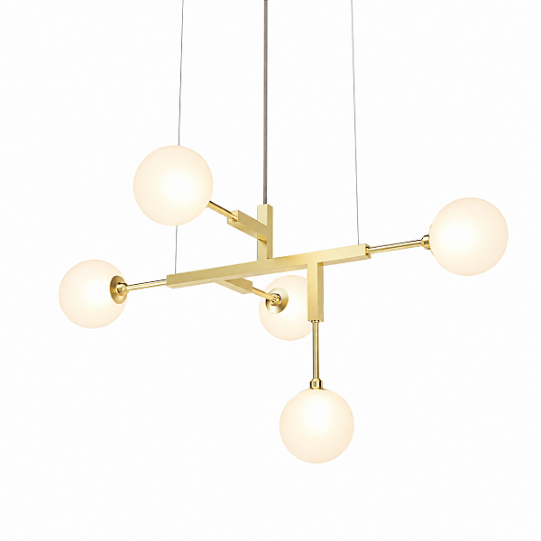 (Latão - Especiais) Lustre CINQUE 70 em Golden Art T5570LT Bolas 12cm 5 x G9