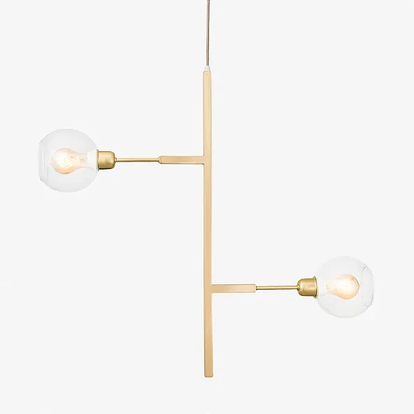 Lustre Due 70 Vertical com Globos de Vidro 15cm e Soquetes E27 em Pintura – Golden Art Iluminação Decorativa T1270VPI