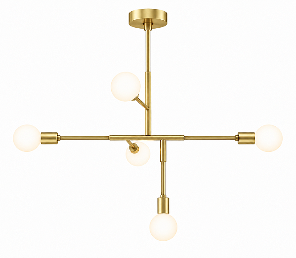 (Latão - Especiais) Lustre Five Golden Art T1550LT com 5 Soquetes E27 – Iluminação Decorativa