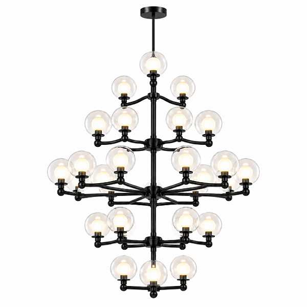 Lustre GRAPP com 30 Soquetes G9 e Acabamento em Pintura 100cm – Golden Art Iluminação T2820-30PI