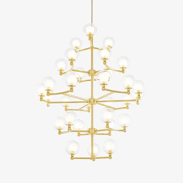 Lustre GRAPP com 30 Soquetes G9 e Acabamento em Pintura 100cm – Golden Art Iluminação T2820-30PI