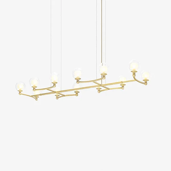 Lustre GRAPP Horizontal em Latão com 10 Soquetes G9 – Golden Art Iluminação T2820H-10LT