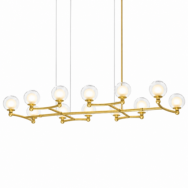 (Latão - Especiais) Lustre GRAPP Horizontal Golden Art T2820H-12LT com 12 Soquetes G9 –