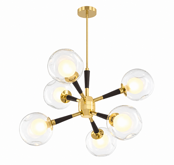 (Latão - Especiais) Lustre KOLL em com 6 Soquetes G9 e Diâmetro de 42cm – Golden Art T2805-6LT