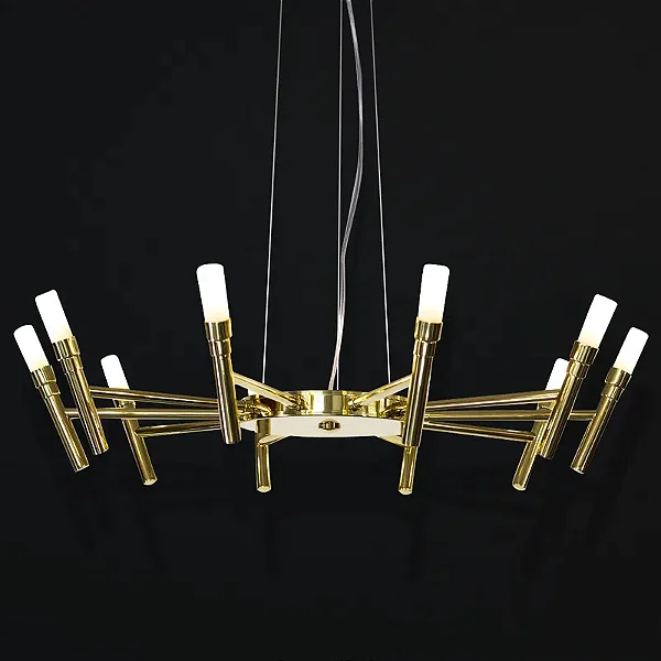 Lustre Montana 10 Braços Ø 70cm em Latão com Soquetes G9 – Golden Art Iluminação Decorativa T1072-10LT