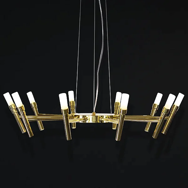 Lustre Montana 12 Braços Ø 80cm em Latão com Soquetes G9 – Golden Art Iluminação Decorativa T1072-12LT