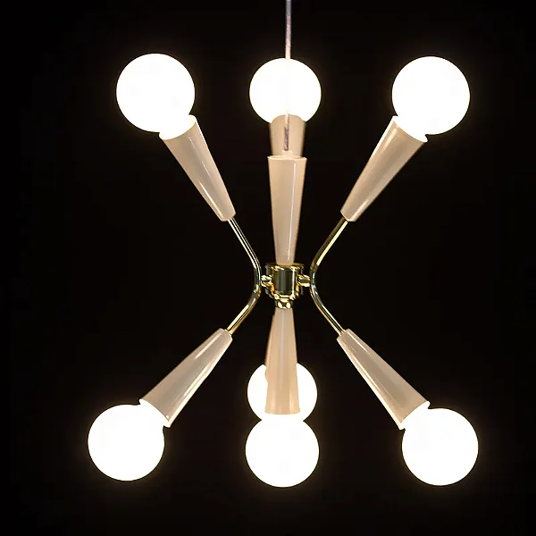 Lustre NASA 3 Braços Ø 36cm em Latão e Pintura com 7 Soquetes E27 – Golden Art Iluminação Decorativa T1070LTPI