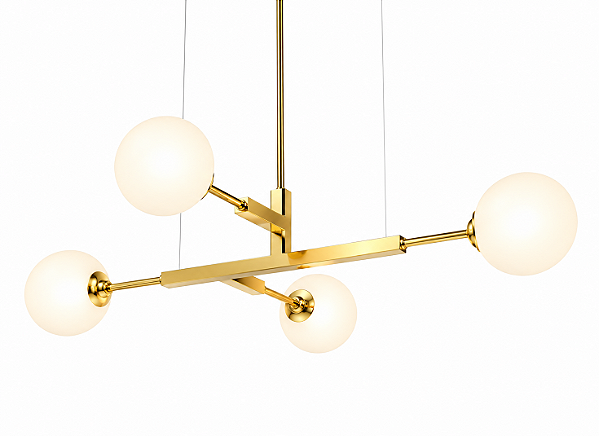 (Latão - Especiais) Lustre QUATTRO 70 Golden Art T4470LT Bolas de 12cm 4 x G9 –