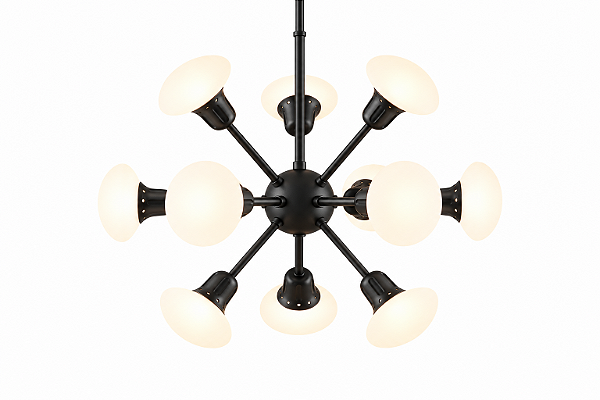 (Pintura) Lustre ROID Golden Art T2801-12PI com 12 Soquetes G9 e Altura Regulável –