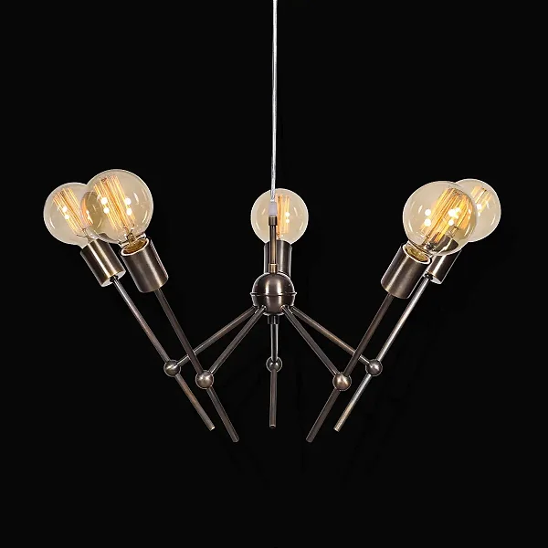 Lustre Space 5 Ø 57cm em Latão com 5 Soquetes E27 – Golden Art Iluminação Decorativa T1560-5LT