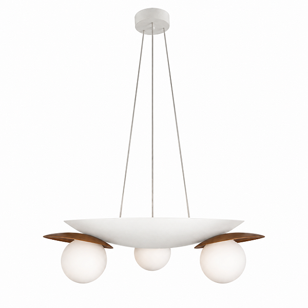 Pendente Aura 44 com Cúpula 44cm, 3 Globos de 10cm e LED de Luz Indireta – Golden Art Iluminação Decorativa T2301-44PI