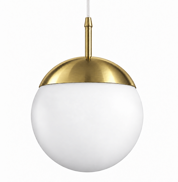 (Latão - Especiais) Pendente BOLA OPALINA Ø 20cm Golden Art T755-20LT – Design Sofisticado
