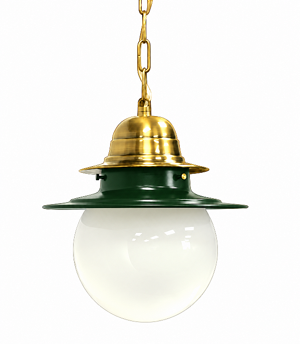 (Latão e Pintura) Pendente COLONIAL Golden Art T261-15LTPI com Bola de Vidro Ø 15 cm Pintura –