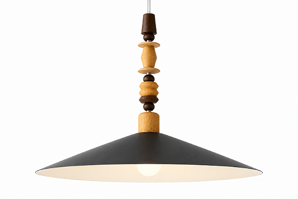Pendente MEMPHIS 50cm em Madeira com Soquete E27 – Golden Art Iluminação T2455PI