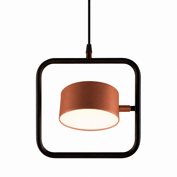 Pendente NELL com 1 Foco LED 6W e Moldura 23x23cm – Golden Art Iluminação T8800-1PI