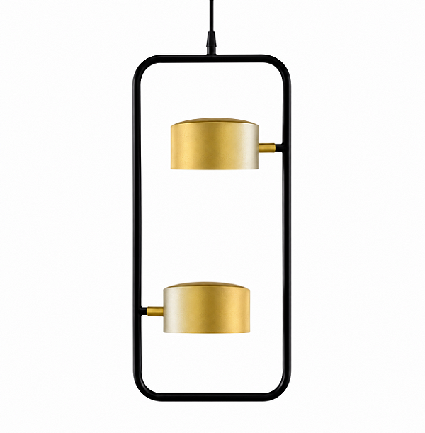 Pendente NELL com 2 Focos LED 6W e Moldura 23x50cm – Golden Art Iluminação T8800-2PI