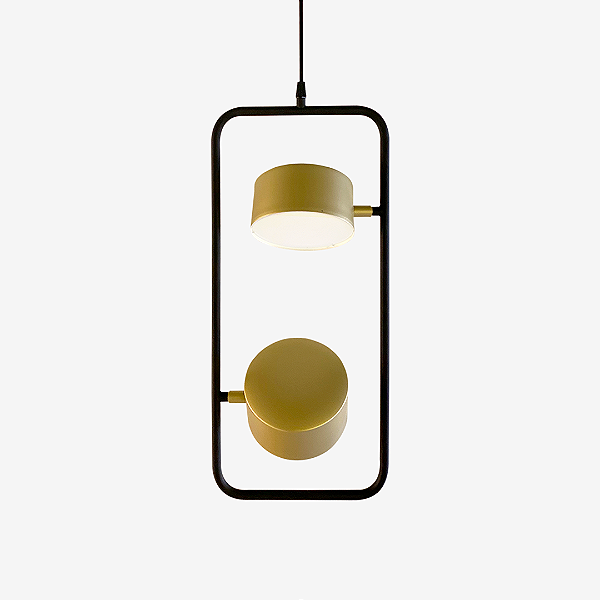 Pendente NELL com 2 Focos LED 6W e Moldura 23x50cm – Golden Art Iluminação T8800-2PI