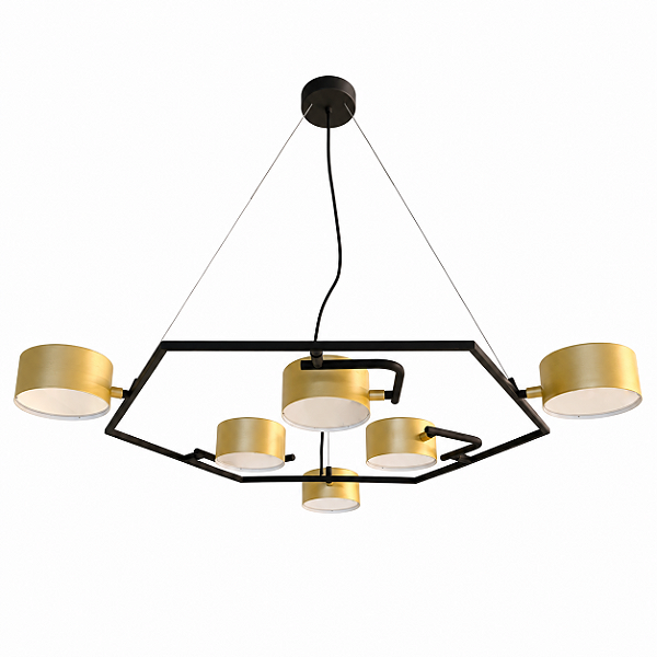 Pendente NELL Losango com 6 Focos LED 6W e Braços Giratórios – Golden Art Iluminação T8807-6PI