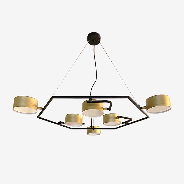 Pendente NELL Losango com 6 Focos LED 6W e Braços Giratórios – Golden Art Iluminação T8807-6PI