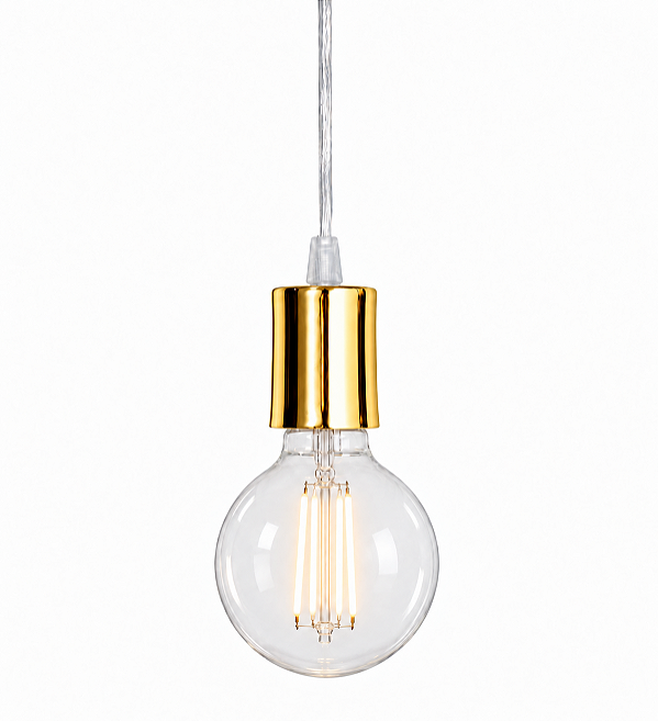 Latão - Pendente Golden Art Iluminação T1000LT Off com Fio Lonado 1,00m em e Soquete E27 – Decorativa