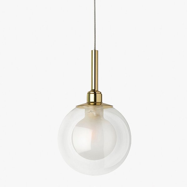 Pendente PI com Bola Dupla 10cm Transparente e Soquete G9 em Latão – Golden Art T2850LT