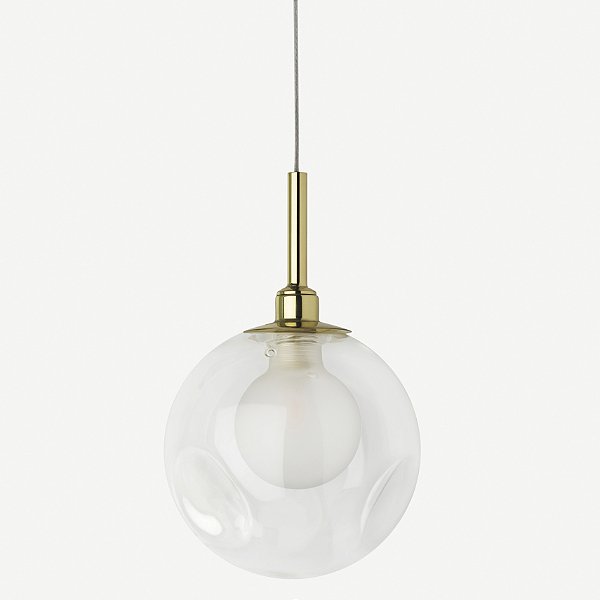 Pendente PI com Bola Dupla 12cm Amassada Transparente e Soquete G9 em Latão – Golden Art T2851LT