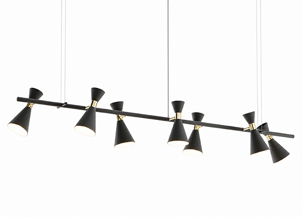 (Pintura) Pendente Picasso Golden Art Iluminação T1071-7PI Linear 170cm com 7 Cones e Soquetes E27 em Decorativa