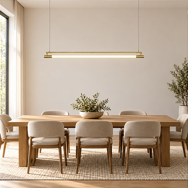 (Latão - Especiais) Pendente Slim para Tubo LED 120cm em – Golden Art Iluminação Decorativa T1900-120LT