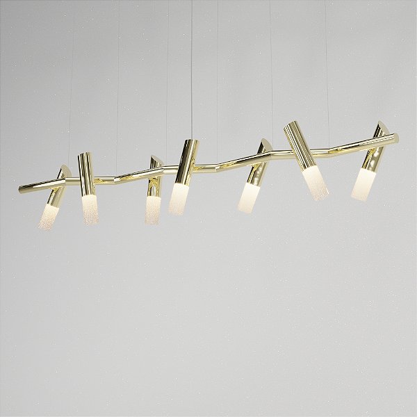Pendente TAQ de Teto 180cm com 7 Focos GU10 em Latão – Golden Art T2422-7LT