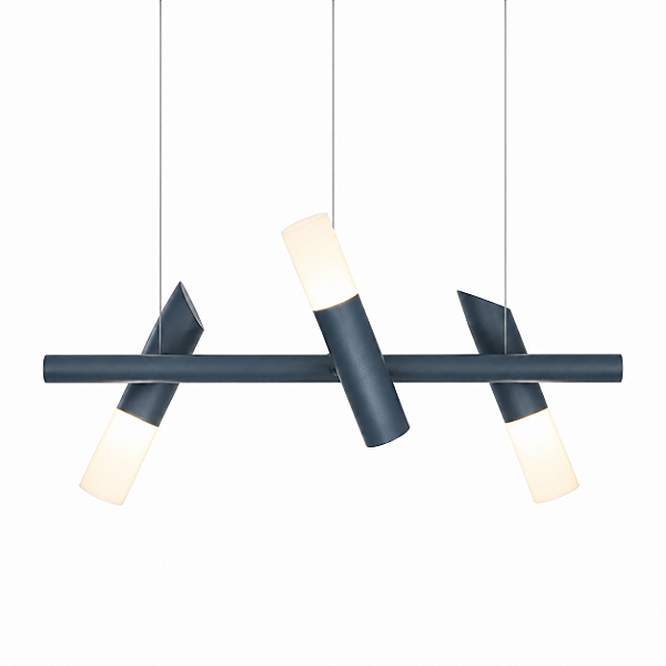 (Pintura) Pendente TAQ de Teto 80cm com 3 Focos GU10 em Aço e Alumínio – Golden Art T2422-3PI