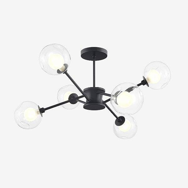 Plafon BRAID 40cm com 6 Soquetes G9 e Acabamento em Pintura – Golden Art T2802PF-6PI