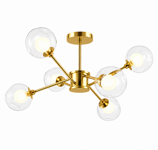 (Latão - Especiais) Plafon BRAID 40cm Golden Art T2802PF-6LT com 6 Soquetes G9 – Iluminação