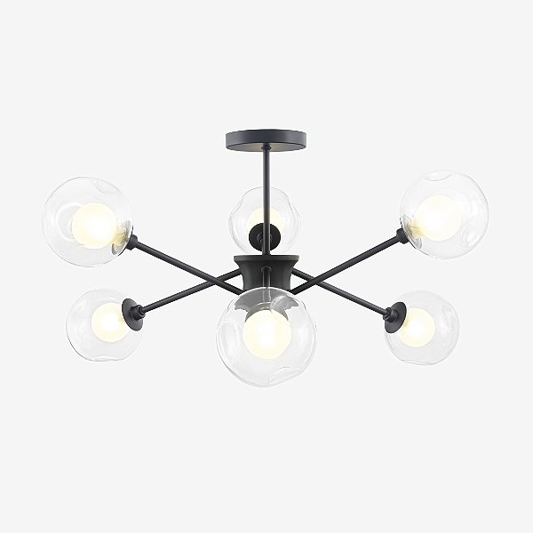 Plafon BRAID 40cm em Latão com 6 Soquetes G9 – Golden Art Iluminação T2802PF-6LT