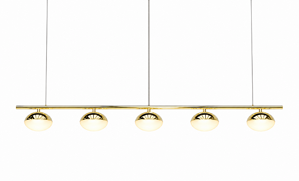 (Latão) Pendente Avelã LED com 5 Pontos de Luz 3W – Golden Art Iluminação Decorativa T1800-5LT LED