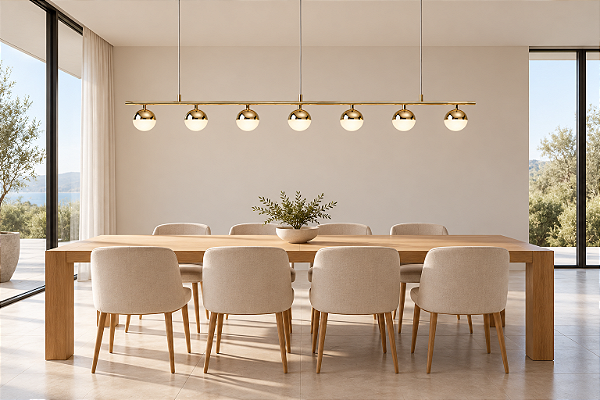 (Latão) Pendente Avelã LED com 7 Pontos de Luz 3W em – Golden Art Iluminação Decorativa T1800-7LT LED