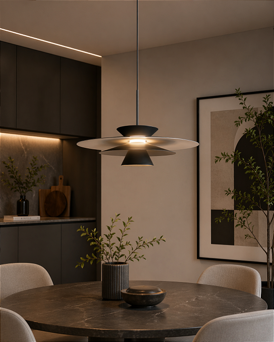 Pendente Tule LED Ø50cm x 30cm – LED Integrado 26,5W 3000K | Usina Design Iluminação 19800-50LED3