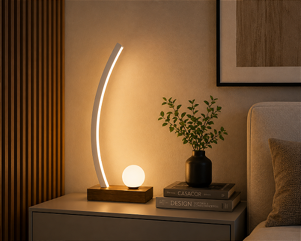 Abajur Berimbau LED 51,5cm – LED Integrado 20W 3000K | Usina Design Iluminação 19726-1LED3