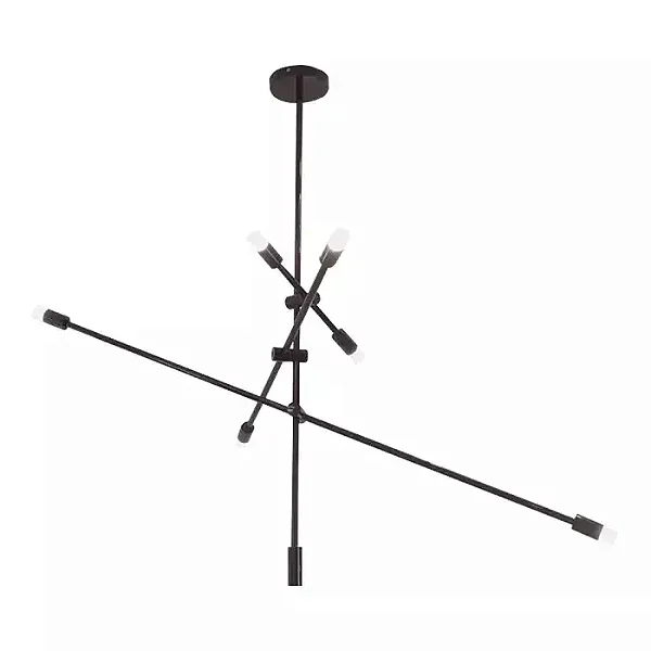 Pendente Cross LED Ø11cm x 121,7cm – Haste Rígida – LED Integrado 30W 3000K | Usina Design Iluminação 19740-6LED3