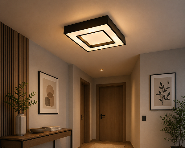 Plafon Cherry Quadrado 450x450x120mm com 4 Soquetes E27 – Iluminação Decorativa para Ambientes Amplos 4540-45