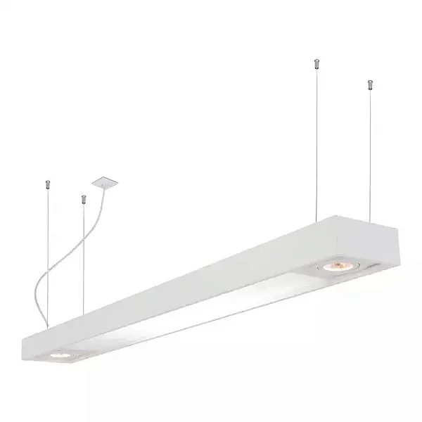 Pendente Tropical Slim 150x1500x85mm com Cabo Cristal, T8 LED e MR16 – Iluminação Linear Suspensa de Alto Impacto 4716-150FDC