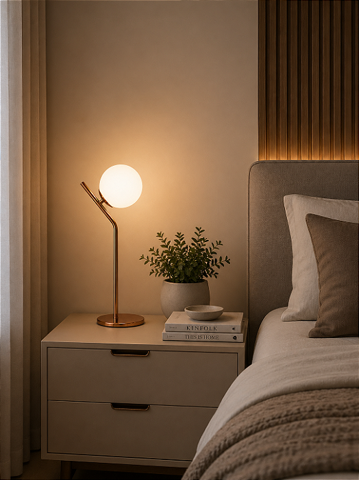 Abajur Angular Novo com Globo Ø120mm para G9 – Iluminação Decorativa Moderna 16462-12