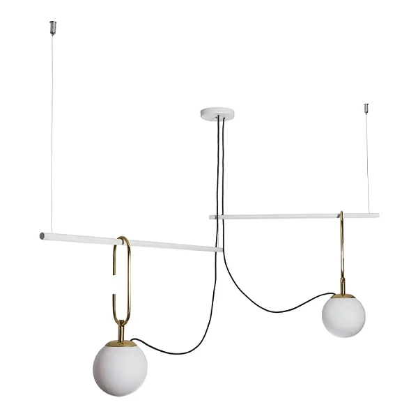 Pendente Quíron com 2 Globos Ø140mm e Gancho 230mm – Iluminação Decorativa Escultural 16605-2