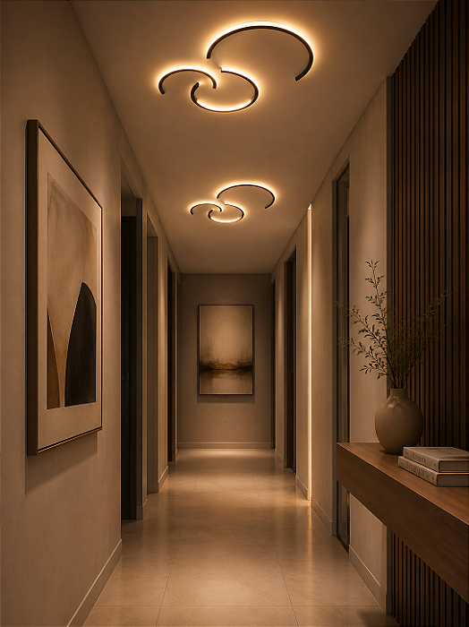 Plafon Arandela Volta Meia Lua Ø520mm com Iluminação Interna – Preparado para Fita de LED 16657-52