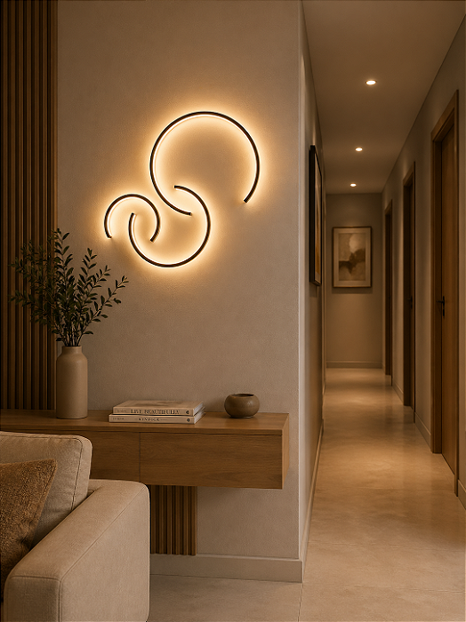 Plafon Arandela Volta Meia Lua Ø750mm com Iluminação Externa – Preparado para Fita de LED 16658-75