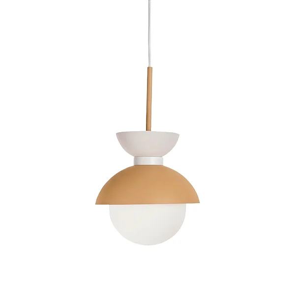 Pendente Bibelô Globo Ø200 com Anel Branco Ø240x260mm para Lâmpada E27 16707-24B