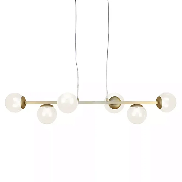 Pendente Mousse Usina Design Globo Ø120 Fio Cristal Canopla Central 266x980x206mm 6 Lâmpadas G9 16821-6