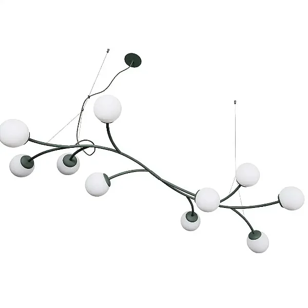 Pendente Zuca Usina Design Cabo de Aço e Rayon 690x1500x320mm 10 Lâmpadas G9 16856-10