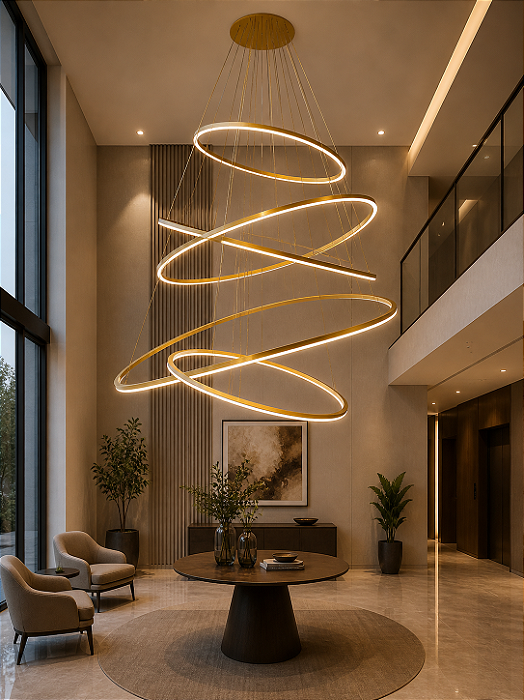 Pendente Volta 360° Usina Design 5 Aros Iluminação Interna Ø520/Ø750/Ø960/Ø1160/Ø1470 LED 16870-5